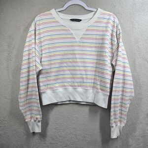 Abercrombie and Fitch Cropped Sweatshirt‎ Women's Size S Rainbow Striped